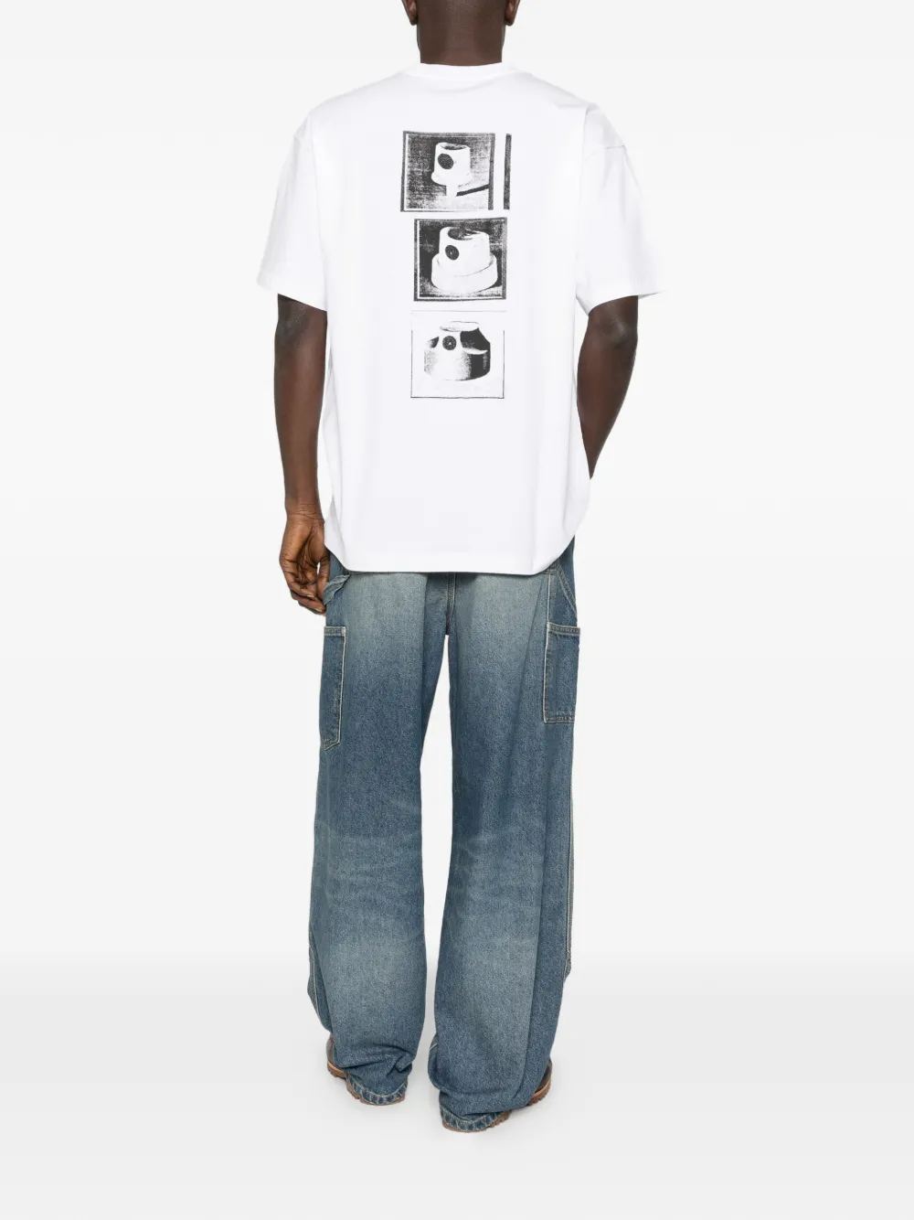 white t-shirt, full body view