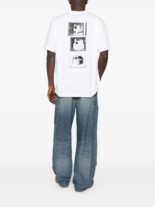 white t-shirt, full body view