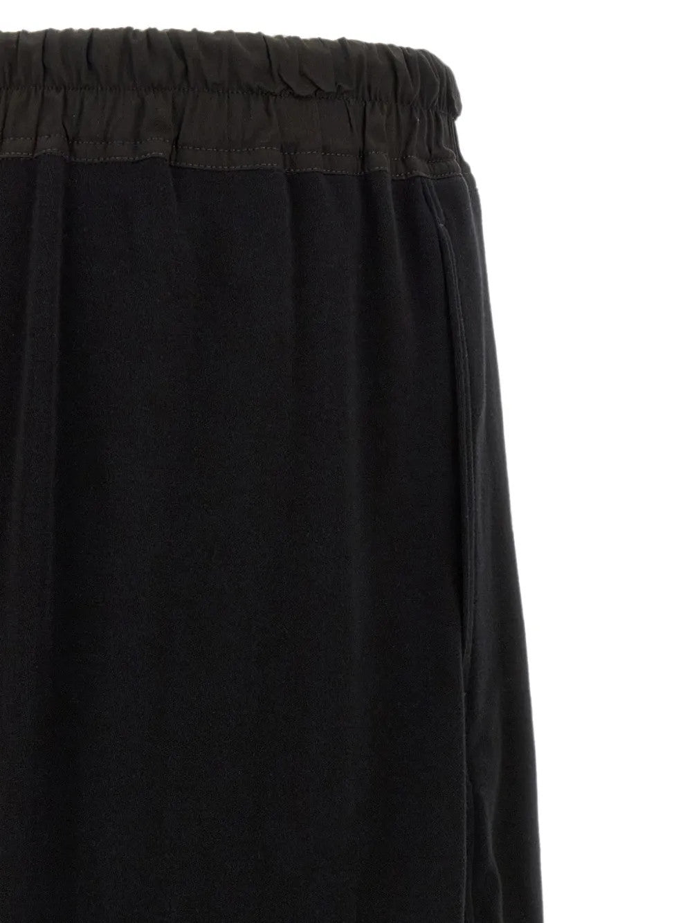 Close up of Black shorts, showing texture of the 100% cotton fabric