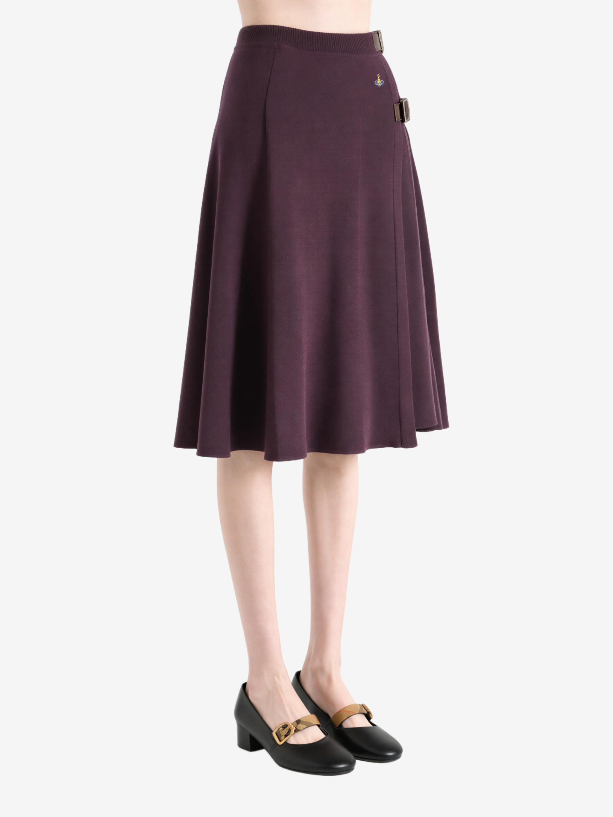 Purple skirt worn by a person, showing the skirt fit