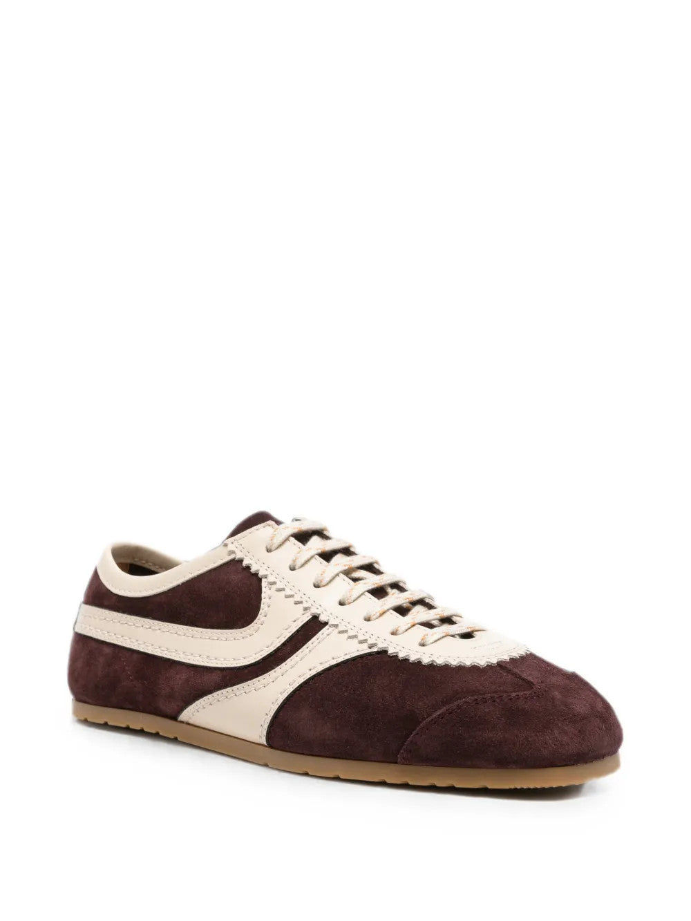 Burgundy shoes, front view