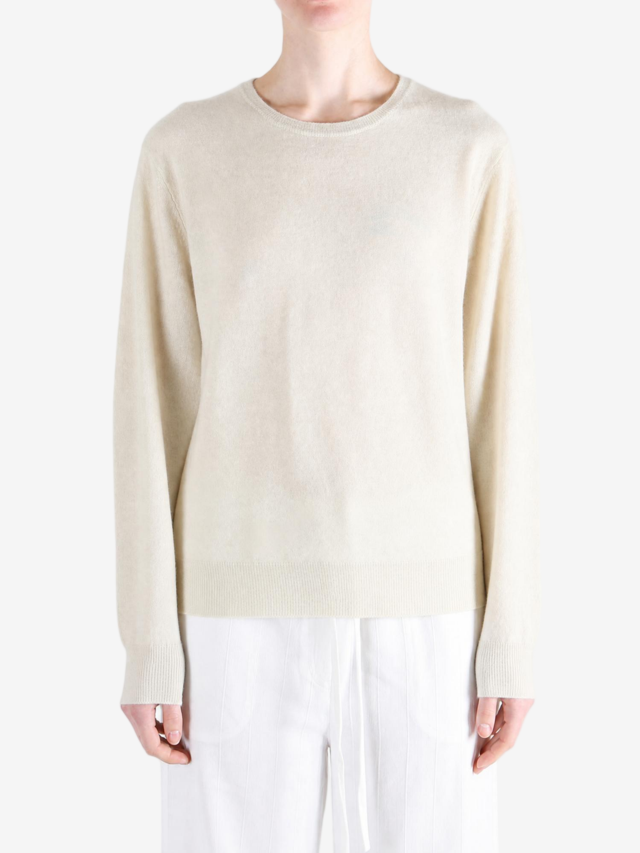 Tan hoodie, full body view