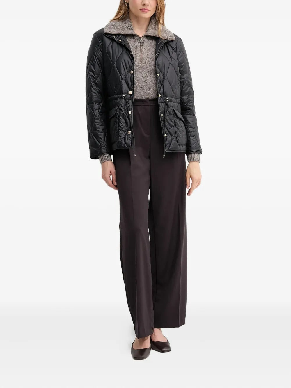 Grey knitwear, full body view