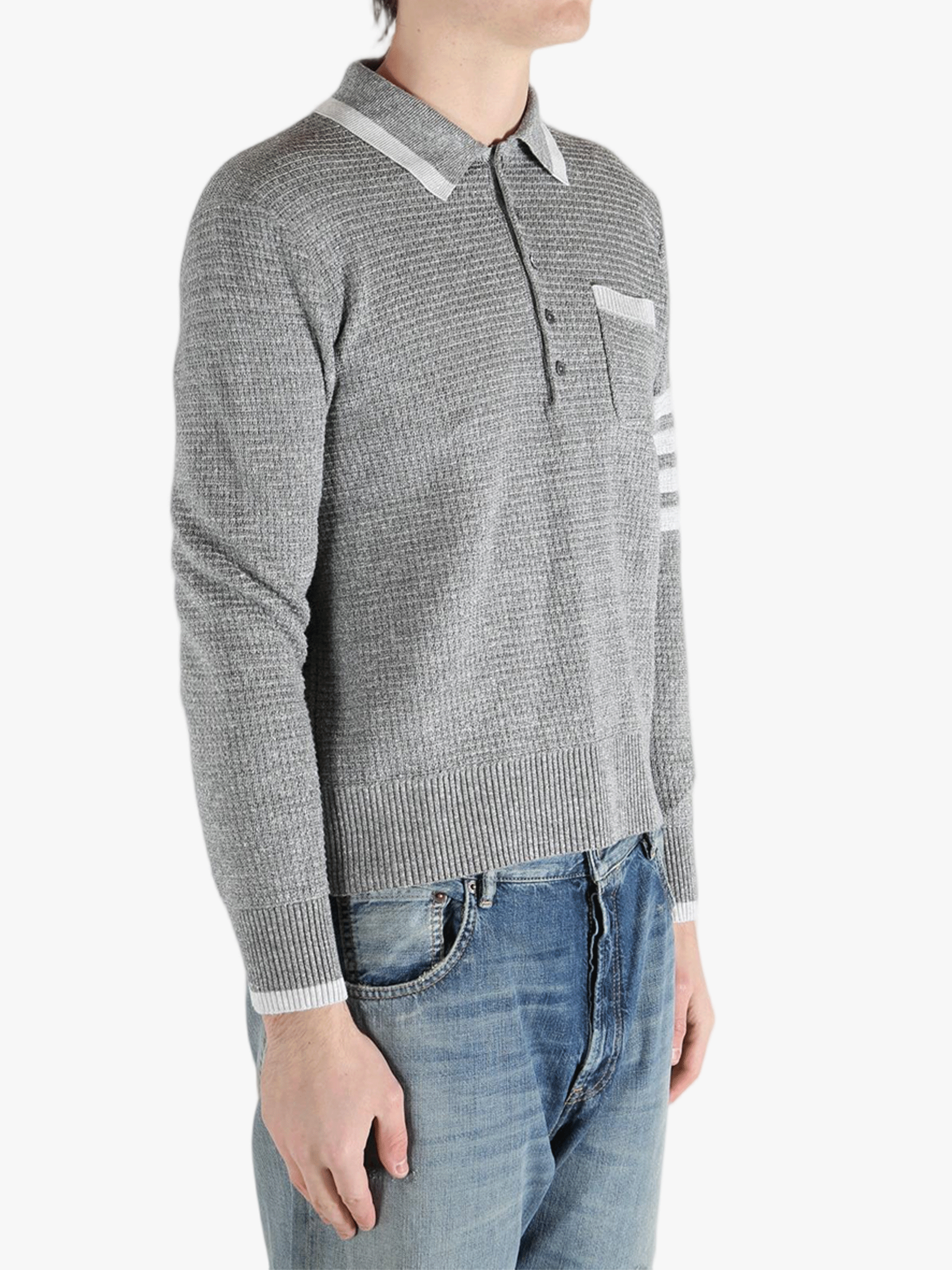 Grey t-shirt worn by a person, showing the t-shirt fit