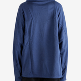 Navy hoodie, full body view