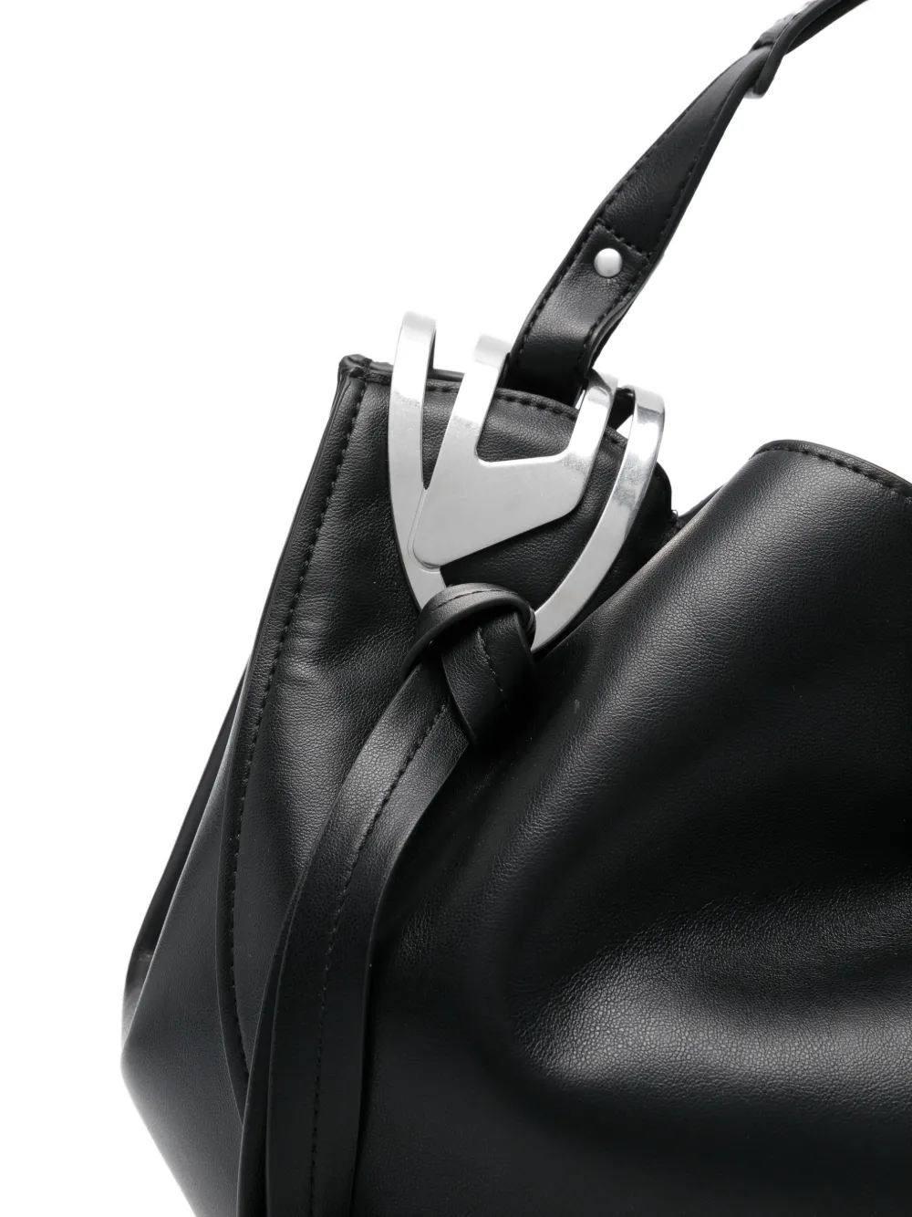 Close up of black bags , showing texture of the polyurethane fabric