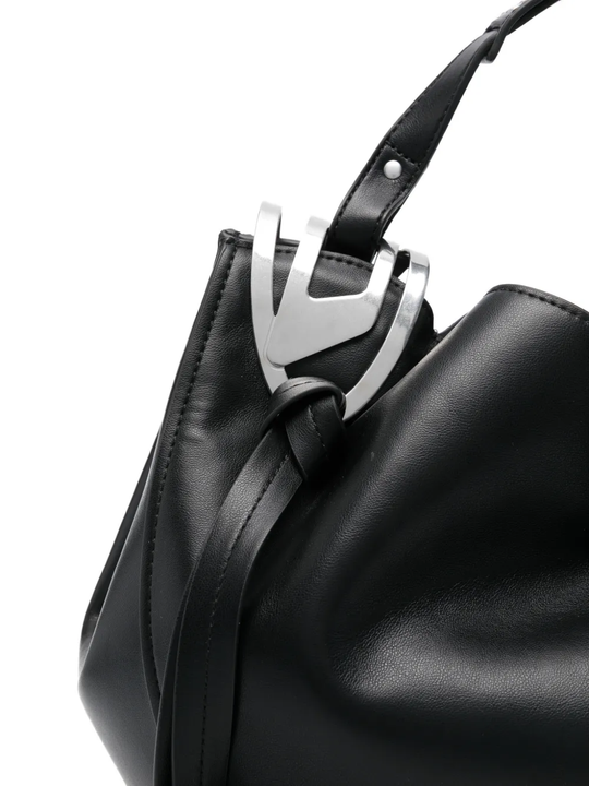 Close up of black bags , showing texture of the polyurethane fabric