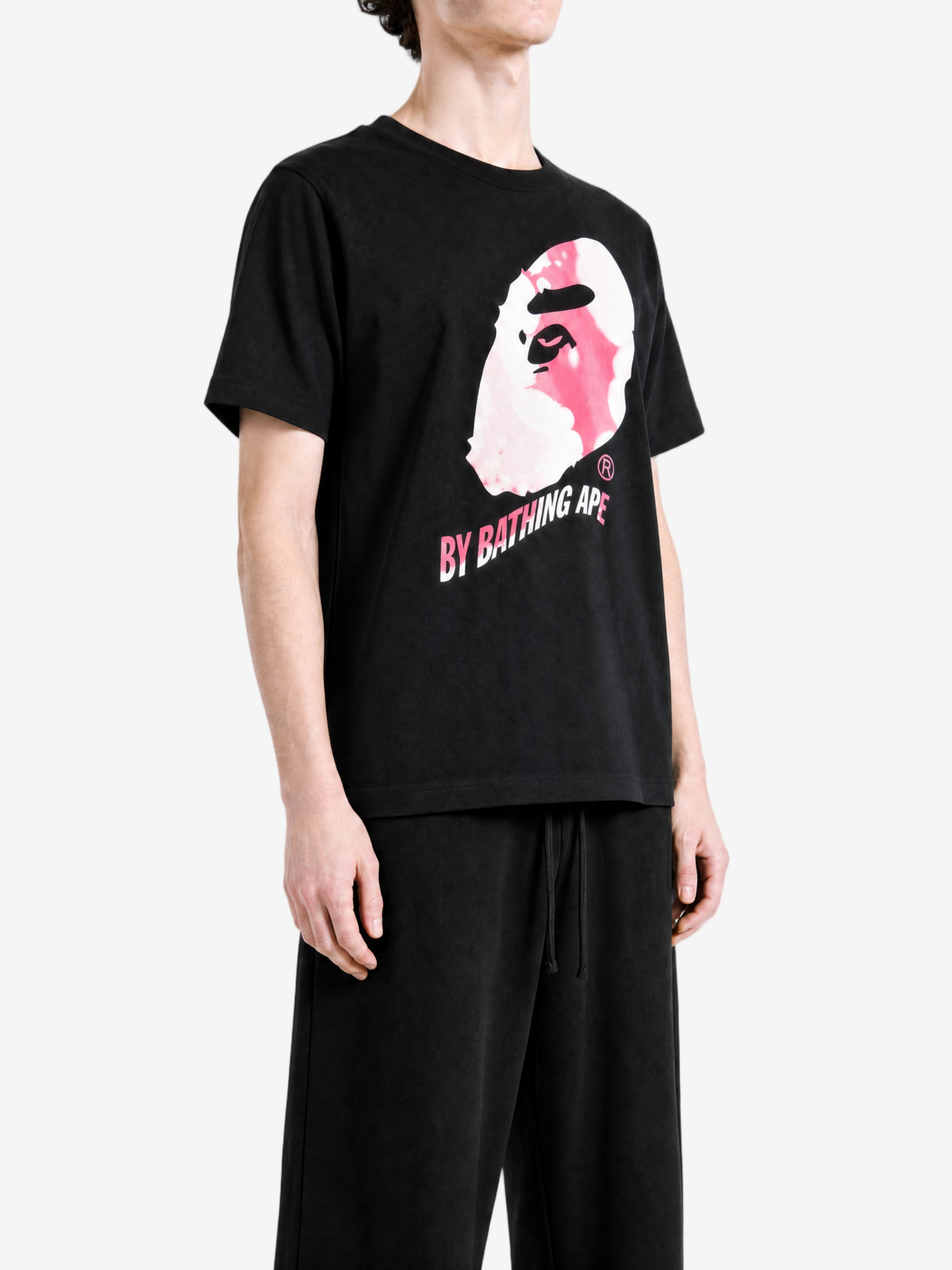 Black t-shirt, full body view