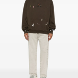 Brown hoodies, full body view