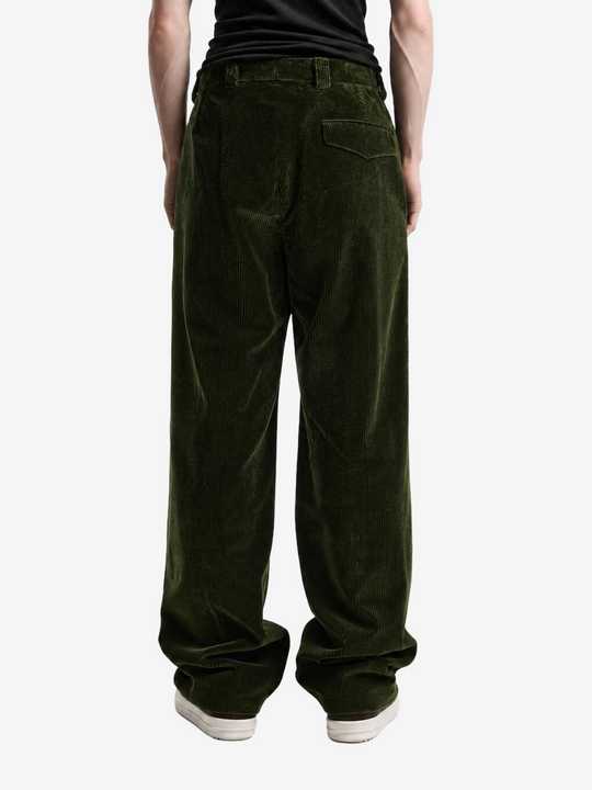 Green pants, full body view