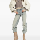 Grey top, full body view