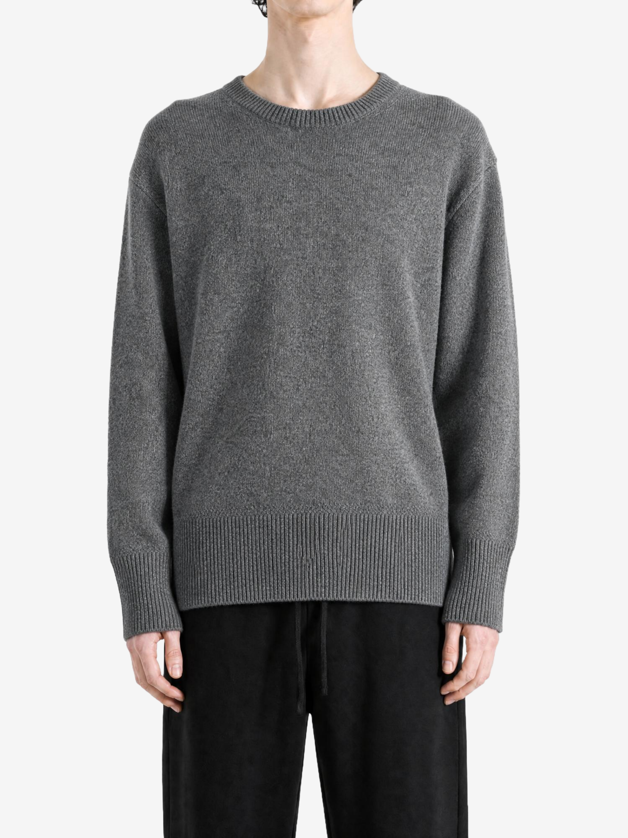 Grey knitwear, front view
