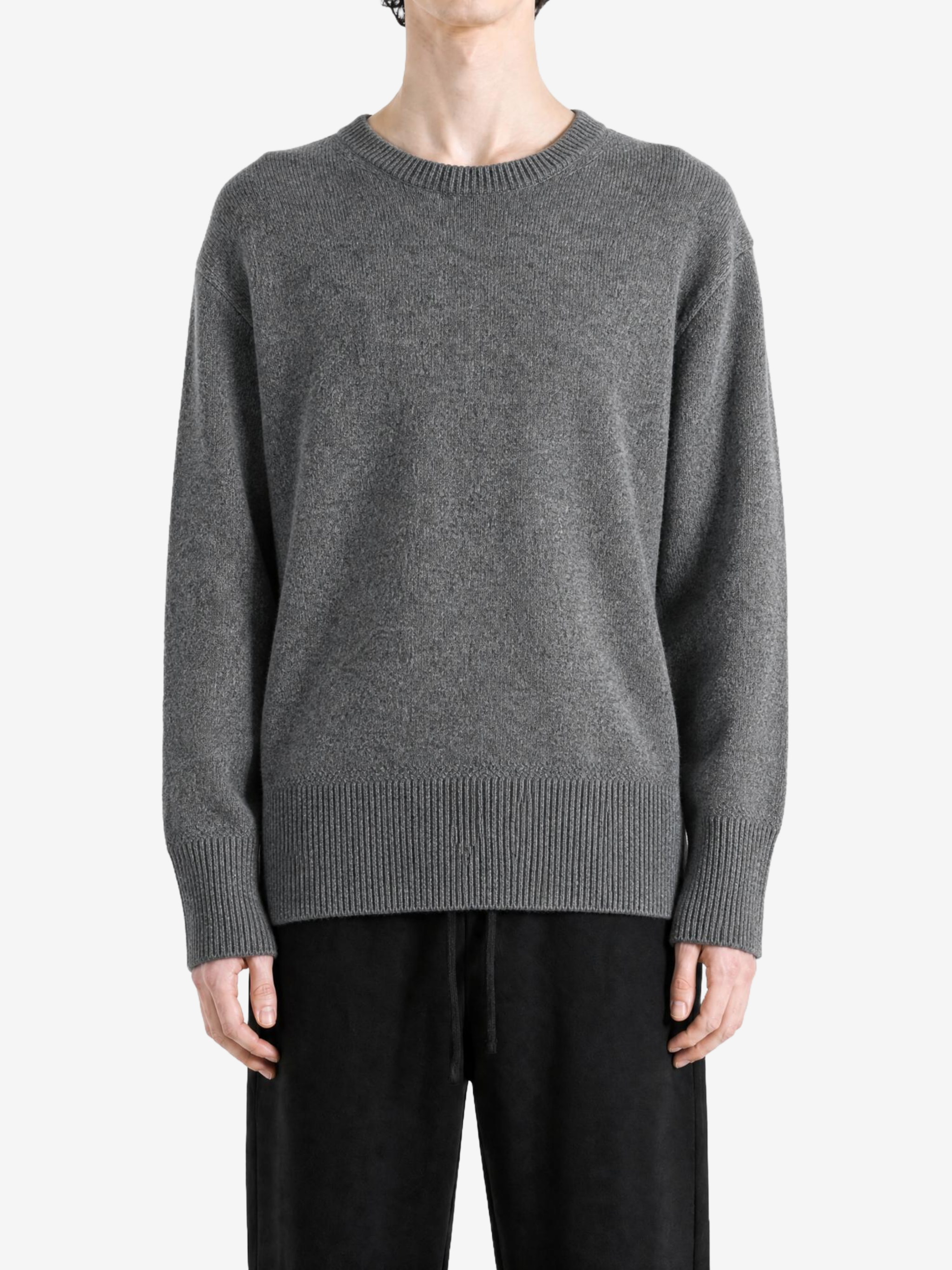 Grey knitwear, front view