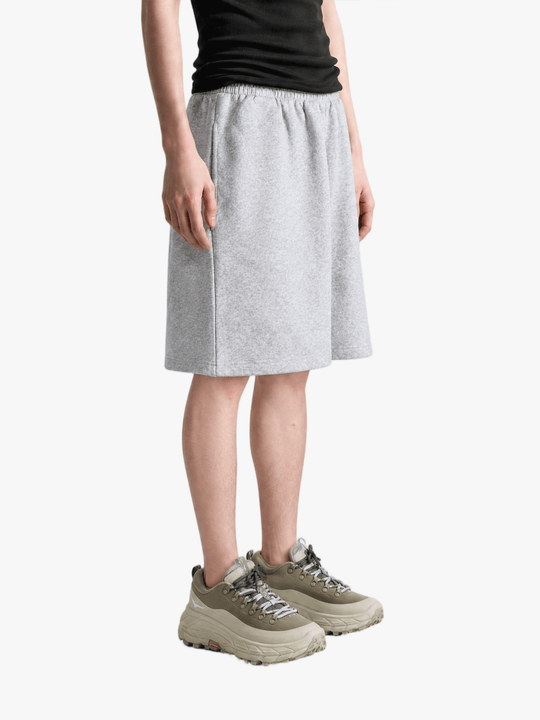 Grey shorts, full body view