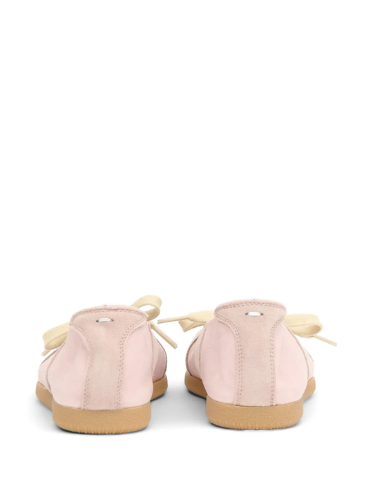 Tan shoes, back view