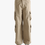 Brown pants worn by a person, showing the pants' fit