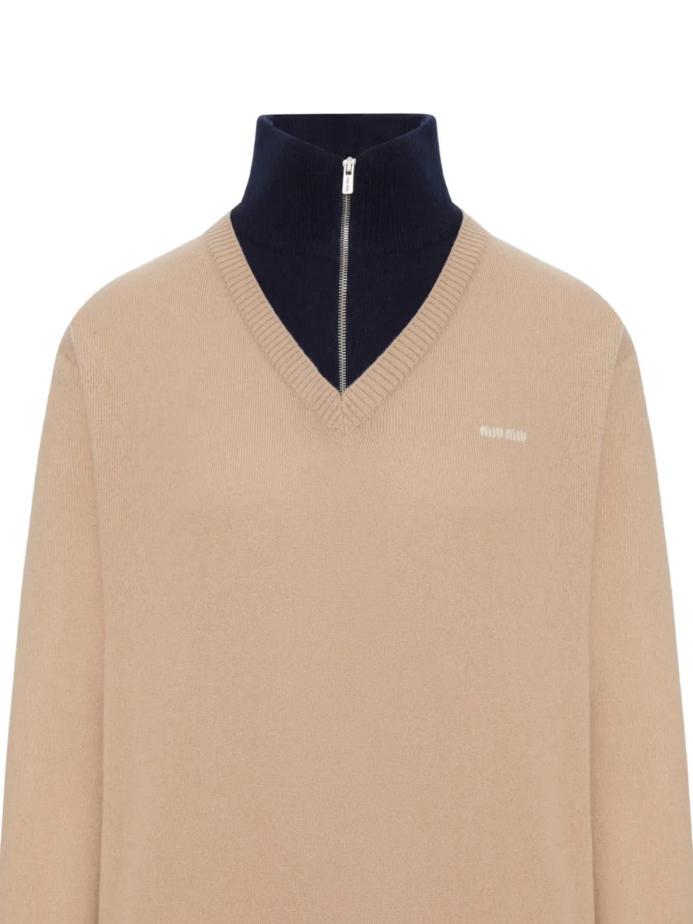 Tan knitwear, front view
