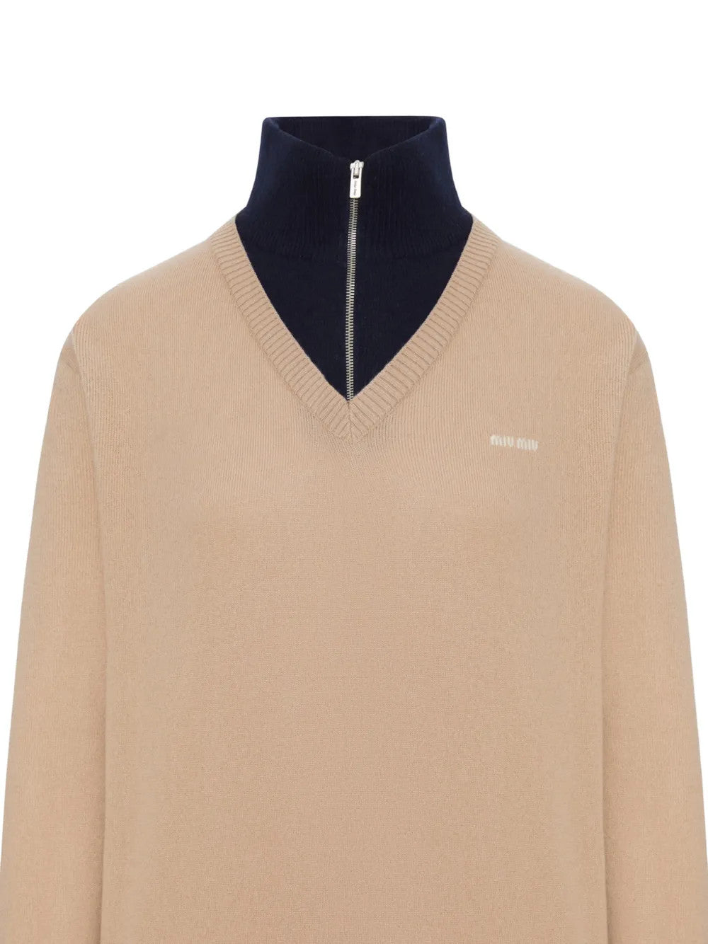 Tan knitwear, front view