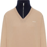 Tan knitwear, front view