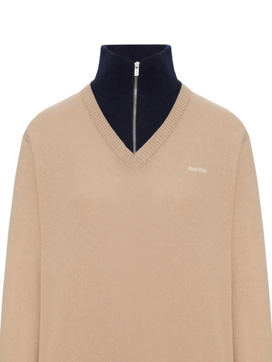 Tan knitwear, front view