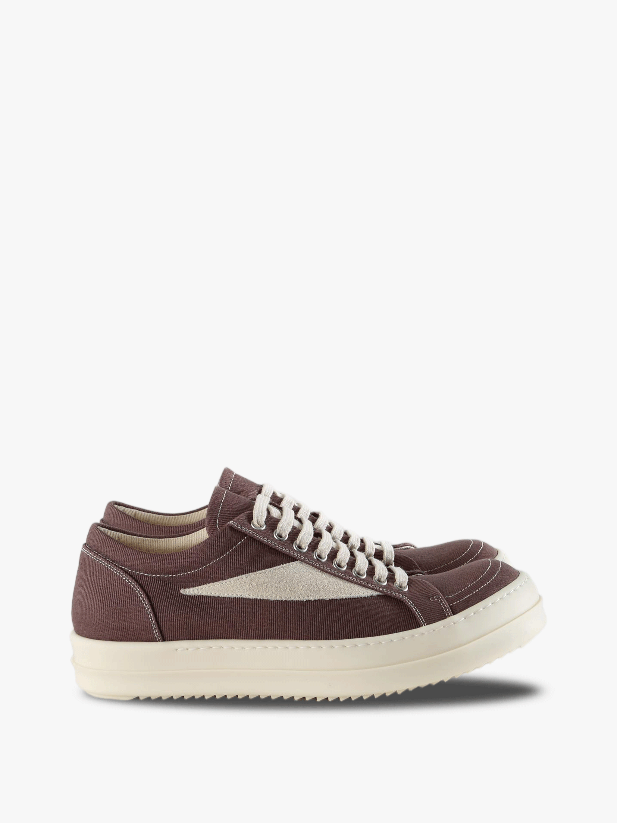 Burgundy shoes, side view