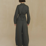 Grey pants, full body view