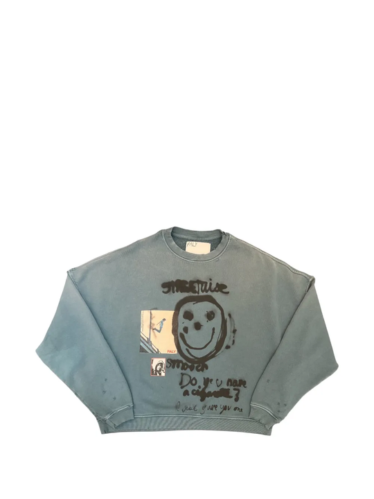 Blue hoodie, front view