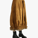 Yellow skirts worn by a person, showing the skirts' fit