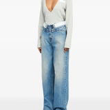 blue jeans worn by a person, showing the jeans fit