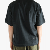 Black shirts worn by a person, showing the shirts fit
