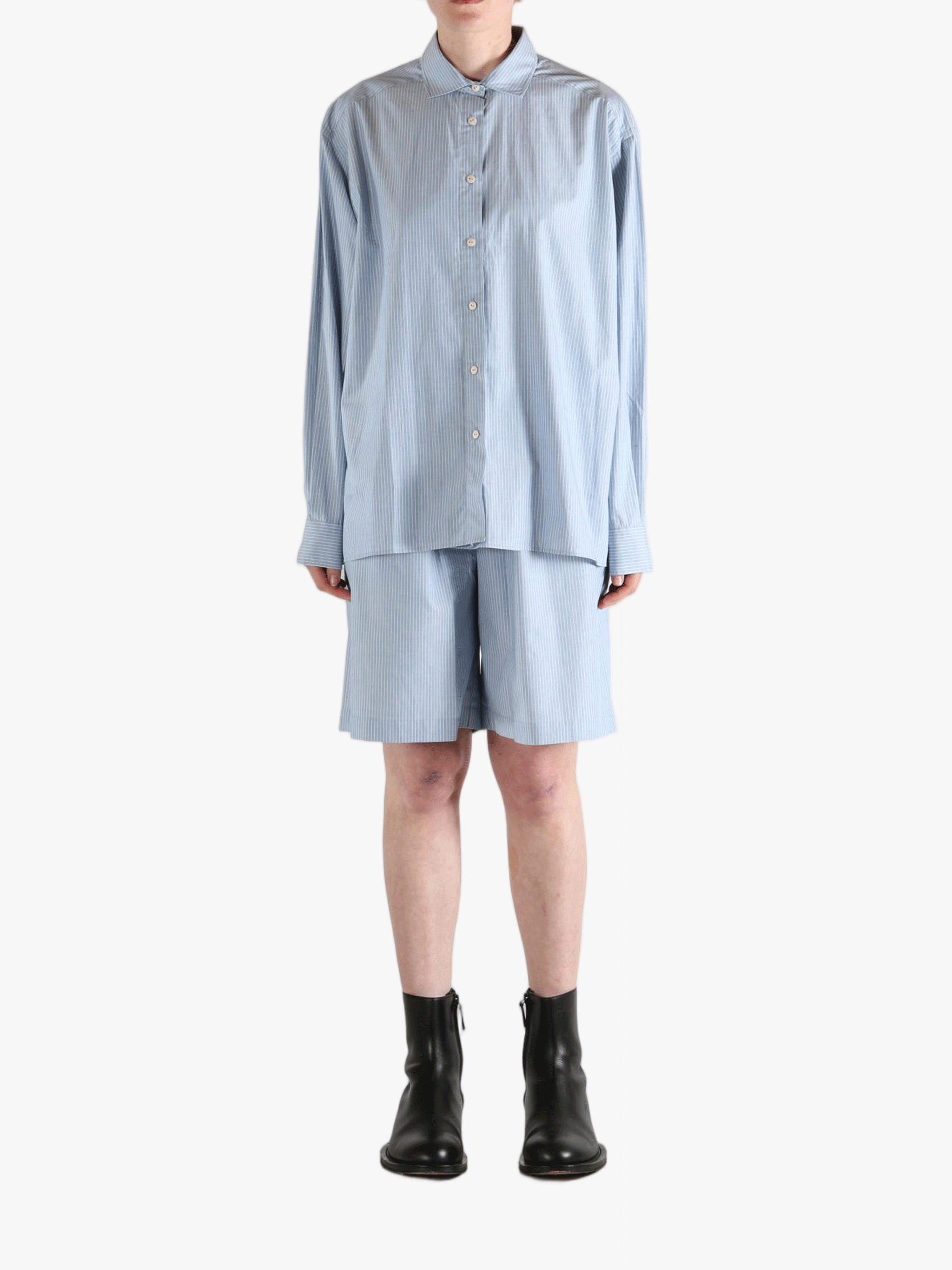 Blue shirt, full body view