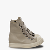 Tan sneakers, front view