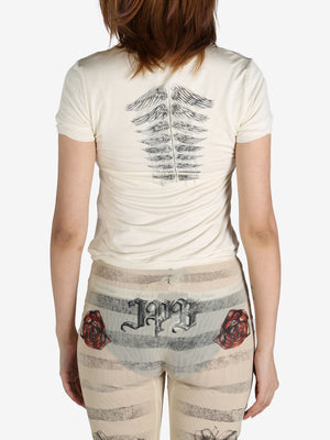 JEAN PAUL GAULTIER - Women Printed "Tattoo" Thin Jersey Baby-Tee