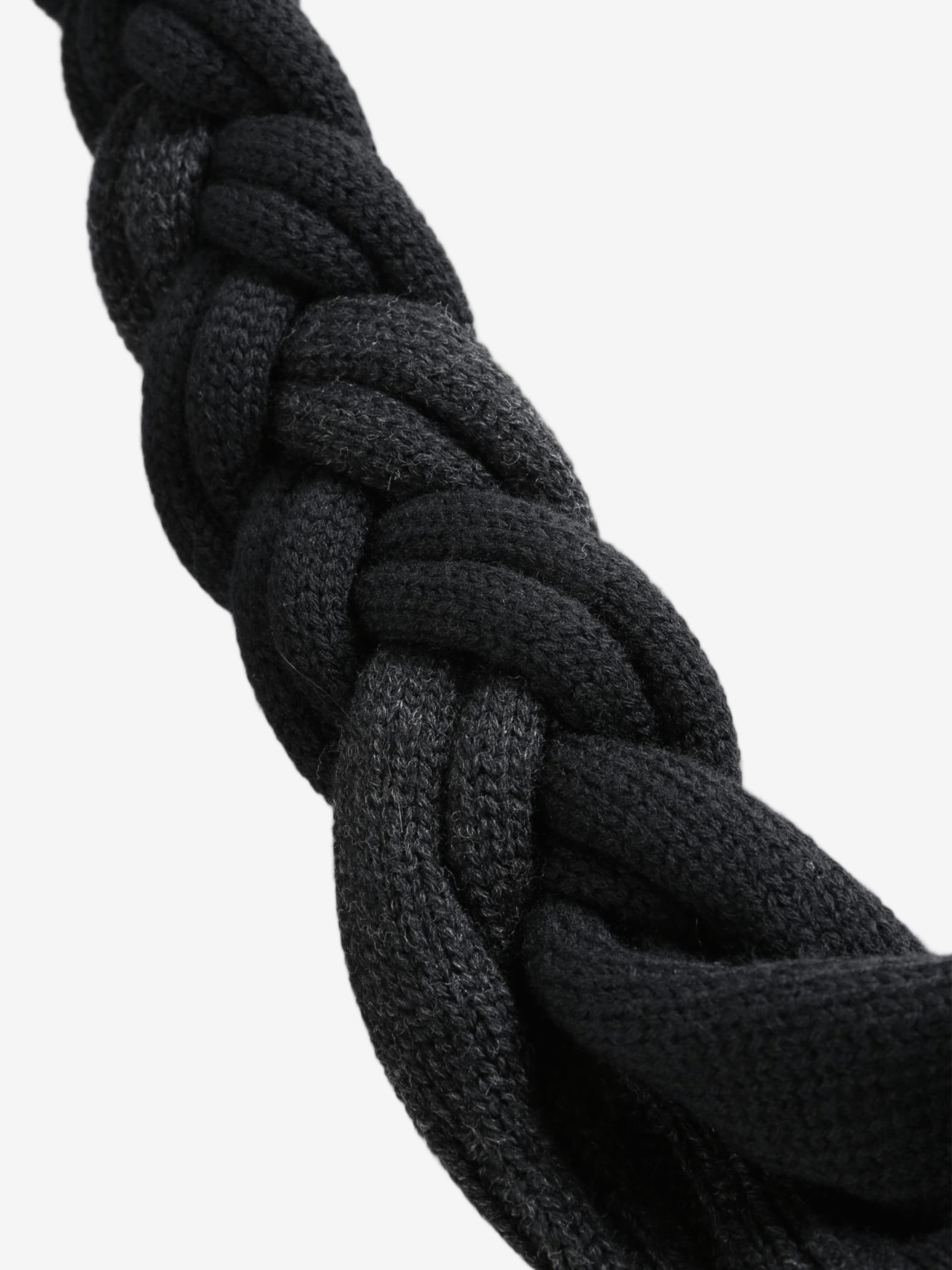 Close up of Black hat, showing texture of the 100% wool fabric