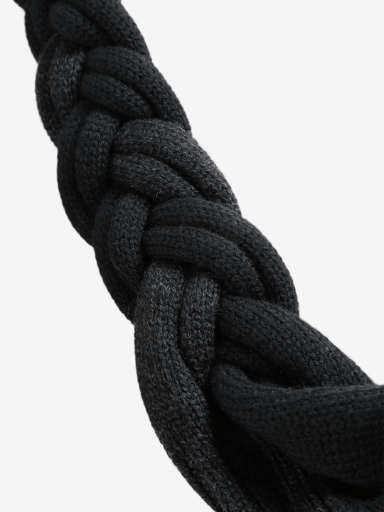 Close up of Black hat, showing texture of the 100% wool fabric