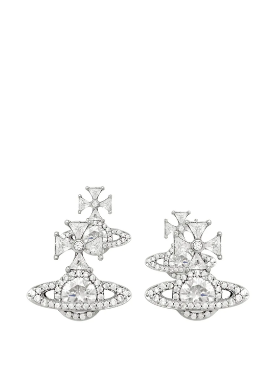Grey earrings, front view