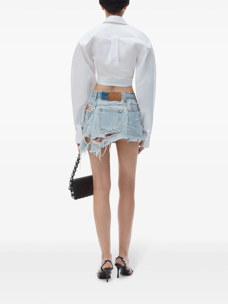 ALEXANDER WANG - Women White Logo Elastic Cropped Shirt