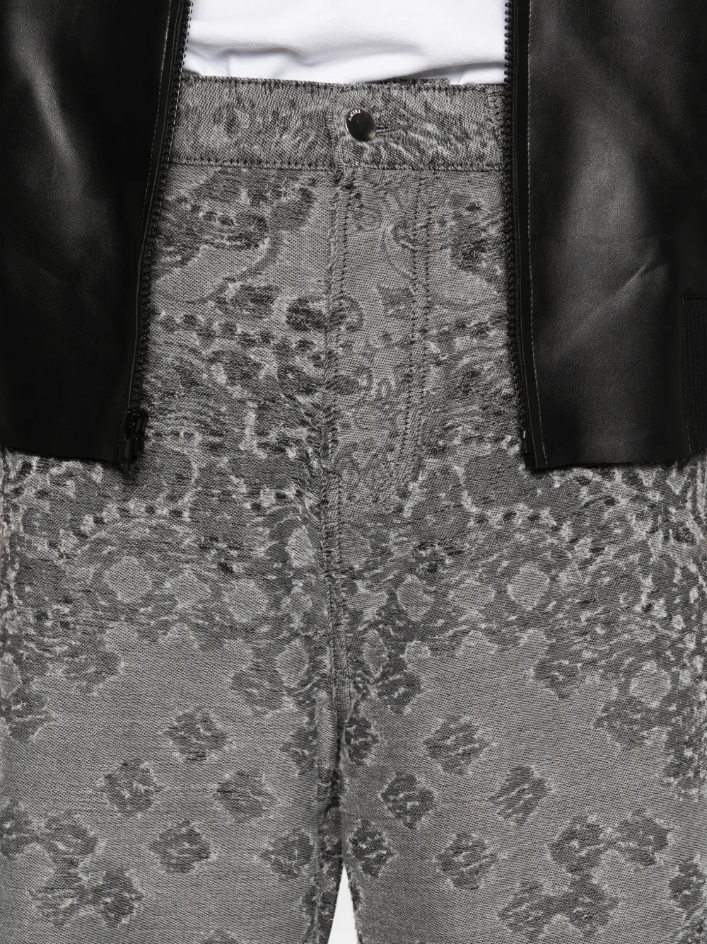Close up of black jeans, showing texture of the Cotton and Viscose and Polyester fabric