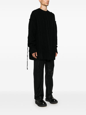 YOHJI YAMAMOTO POUR HOMME - Men String Switching Round Neck Sweater