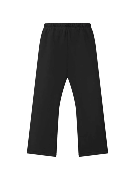 Black pants, back view showing relaxed fit