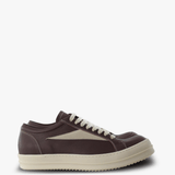 Burgundy shoes, side view