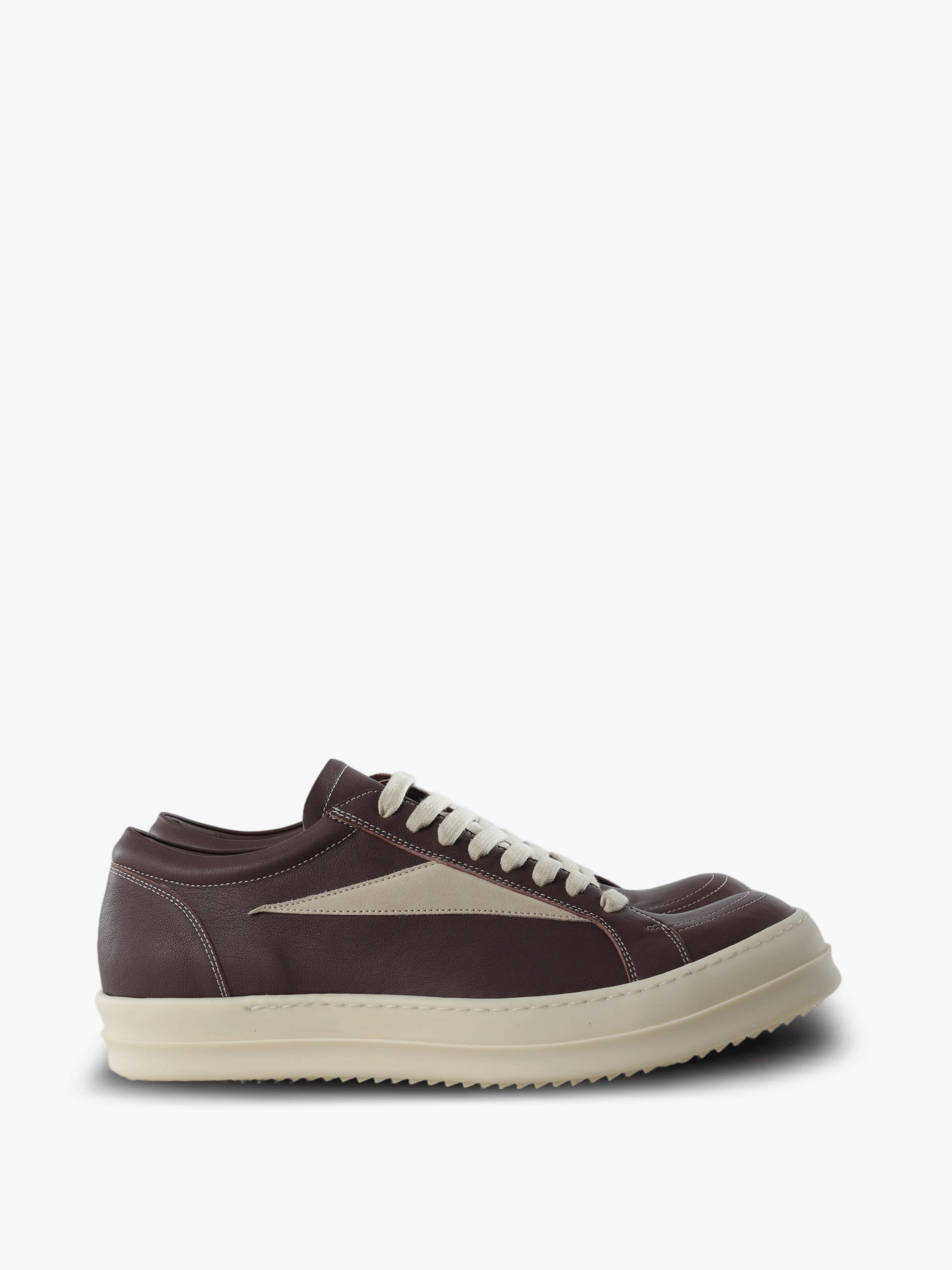 Burgundy shoes, side view