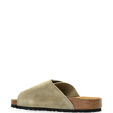 Tan sandals, side view