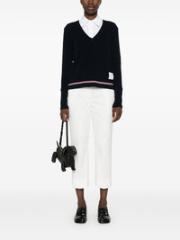 THOM BROWNE - Women Long Sleeve V Neck Top