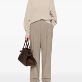 Tan knitwears, full body view