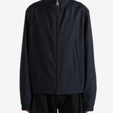 Navy jacket, full body view
