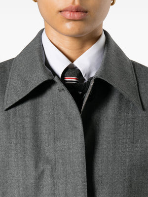 THOM BROWNE - Women Bal Collar Raincoat W/GG Armbands In 3 Layer Technical Wool Twill