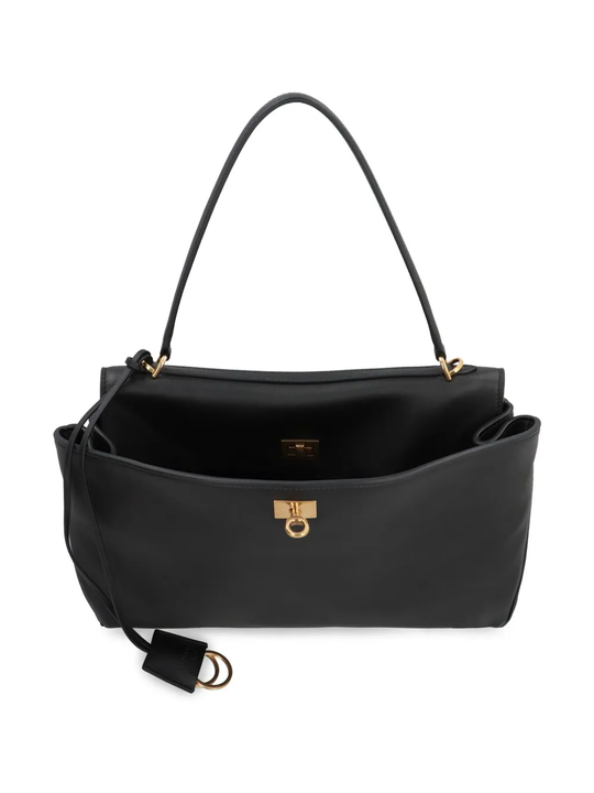 Close up of black bag,showing texture of the  fabric