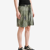 Green shorts, full body view