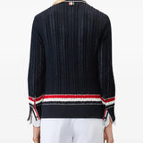 THOM BROWNE - Women V Neck Elongated RWB Stripe Cardigan